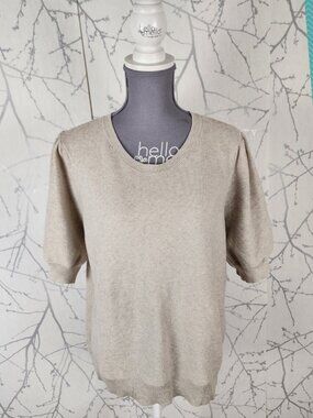 Cream Oatmeal 100% Cotton Knit Puff Sleeve Sweater